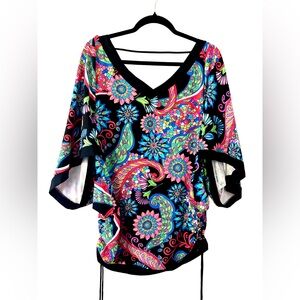 Swim Systems Collection paisley print swim coverup with ruched sides Size S / M